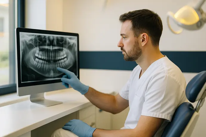 מומחה לרפואת הפה בישראל מבצע בדיקה מקצועית