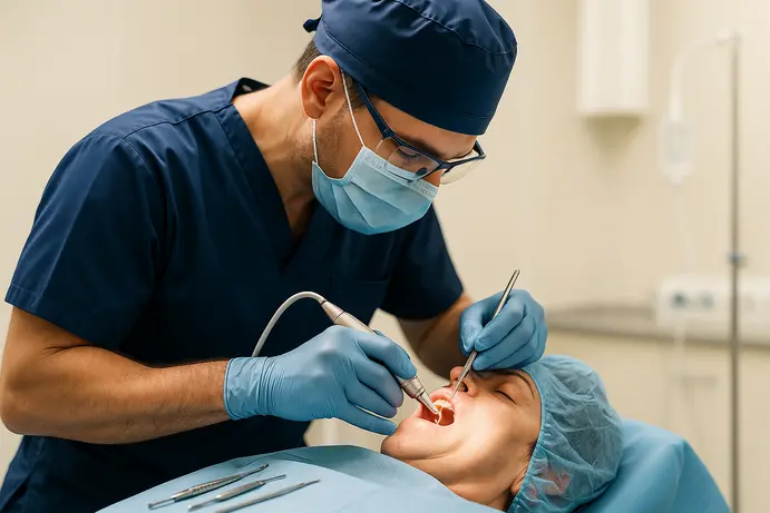הליך כירורגי של השתלת שיניים