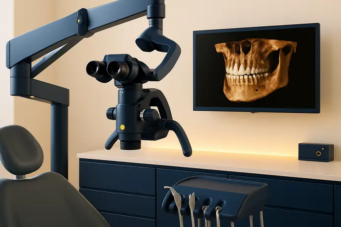 מיקרוסקופ דנטלי וצילום CBCT במרפאת שיניים מודרנית