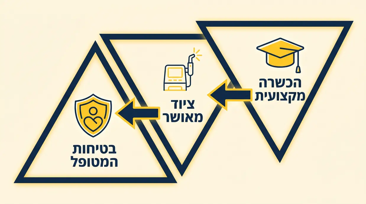 אינפוגרפיקה על בטיחות והכשרת רופא שיניים לשימוש בלייזר