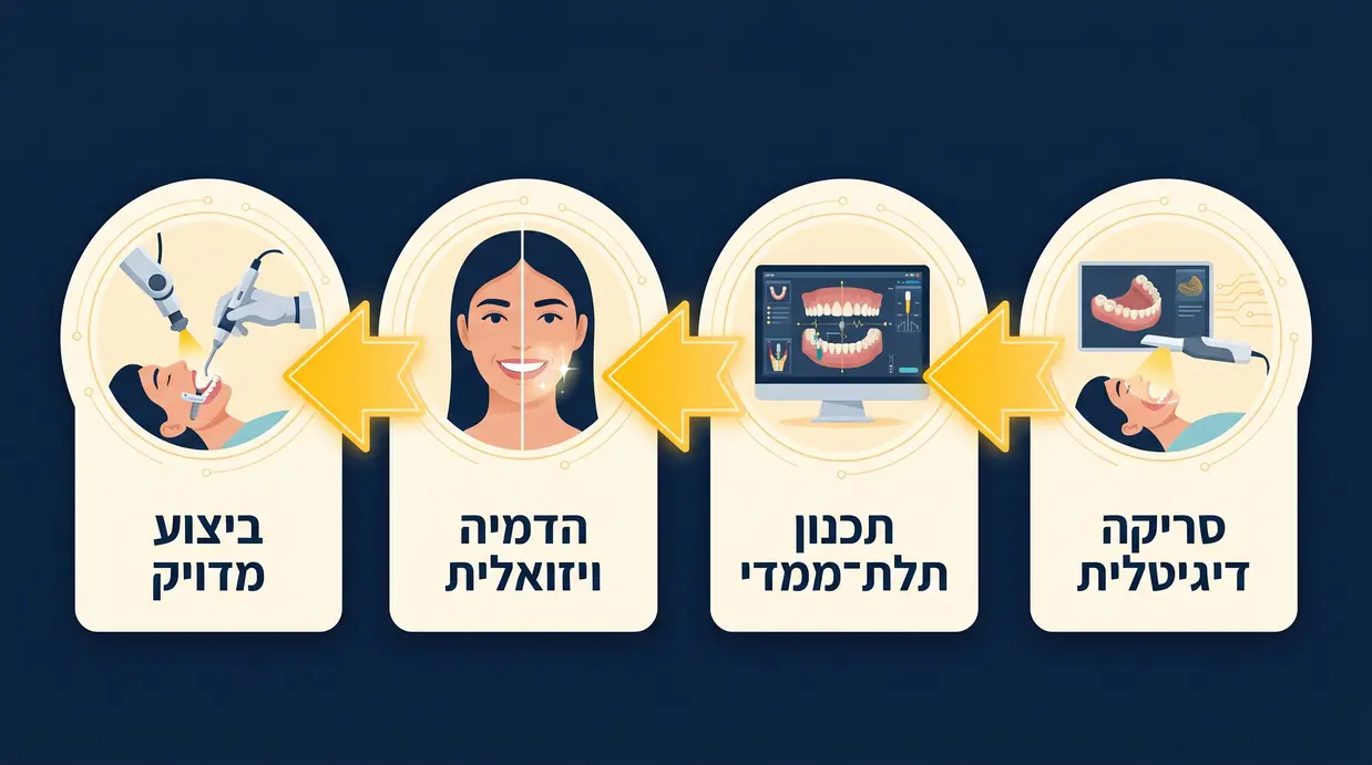 תרשים תהליך של תכנון דיגיטלי לטיפול שיניים