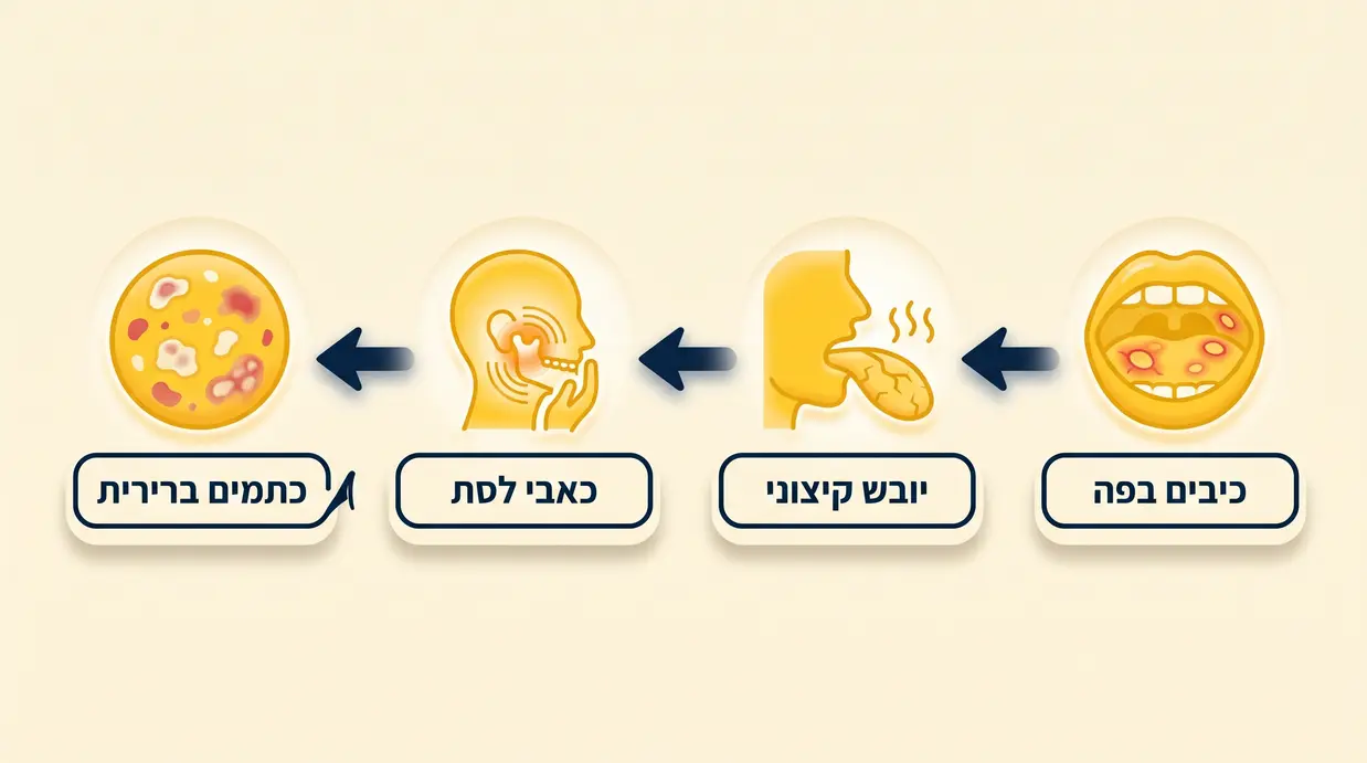 אינפוגרפיקה בעברית המציגה תסמינים שכיחים ברפואת הפה