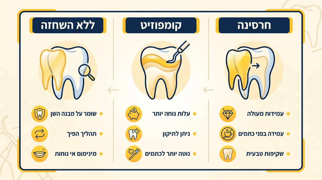 השוואה בין ציפוי חרסינה, קומפוזיט וציפוי ללא השחזה